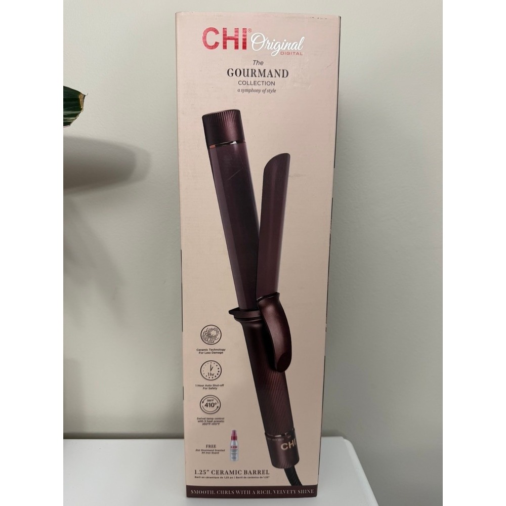 CHI Curling Iron Unisex 1.25" Burgundy Gourmand Ceramic Digital NWT
